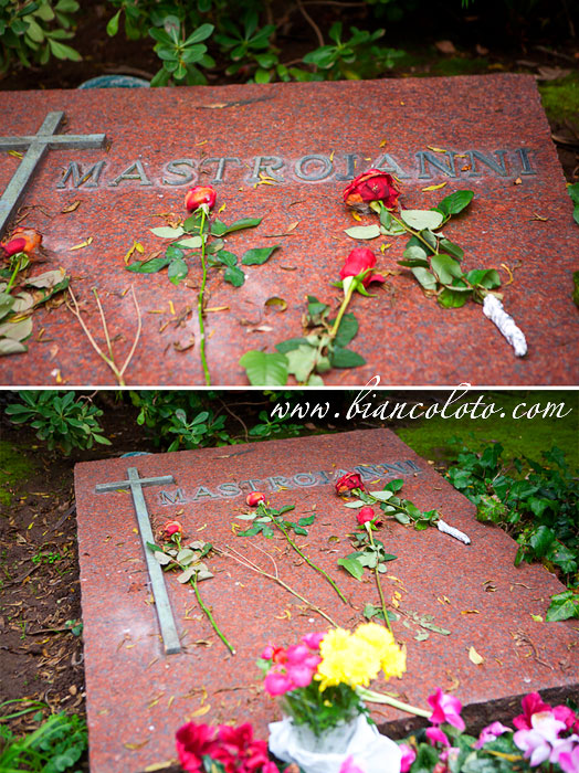 Могила Марчелло Мастрояни на кладбище Верано. Сан Лоренцо.