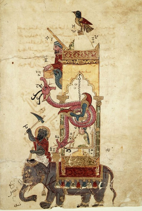 Водяные часы в виде слона. Аль-Джазари